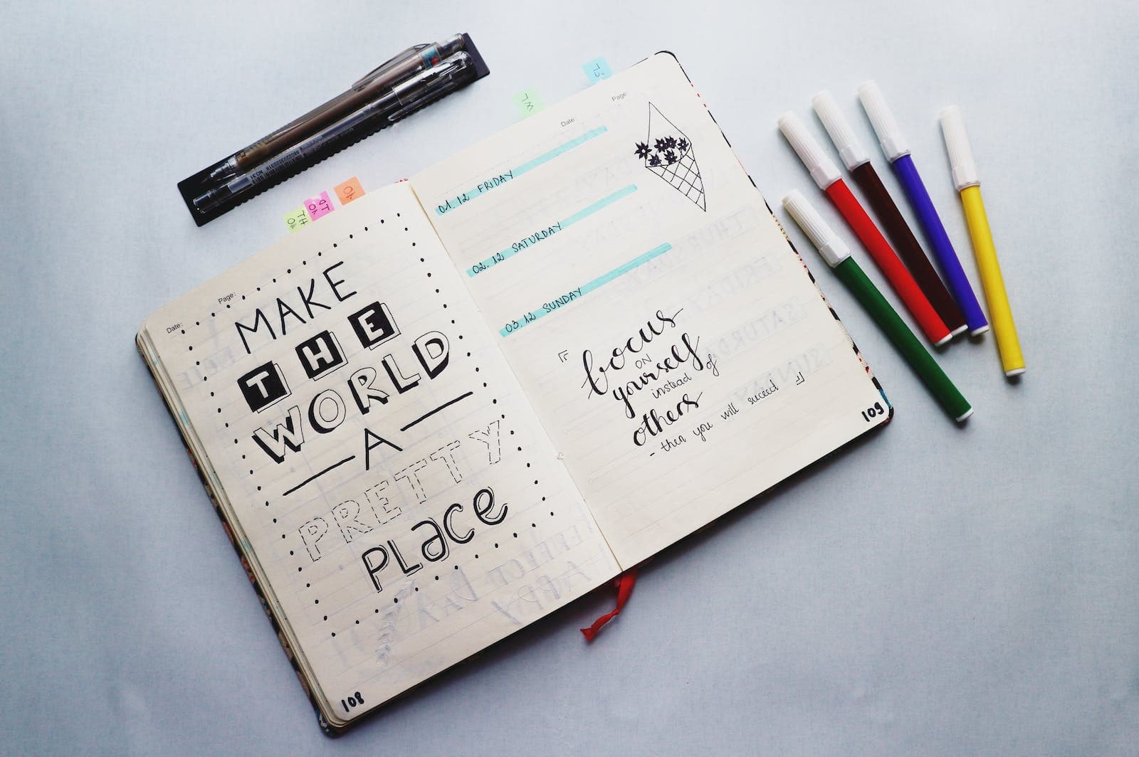 Inspirational Quotes Written On A Bullet Journal