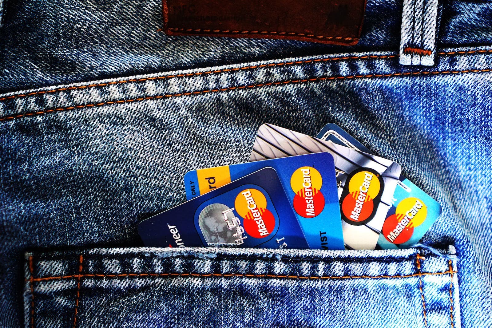 Blue Master Card on Denim Pocket
