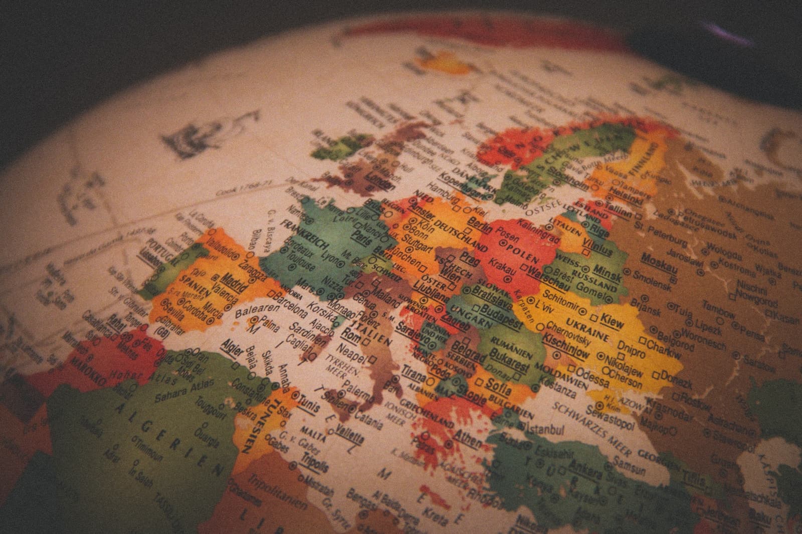 white red and green map of europe