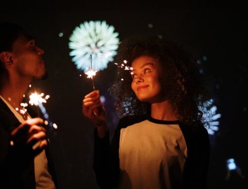Couple Holding Sparklers
