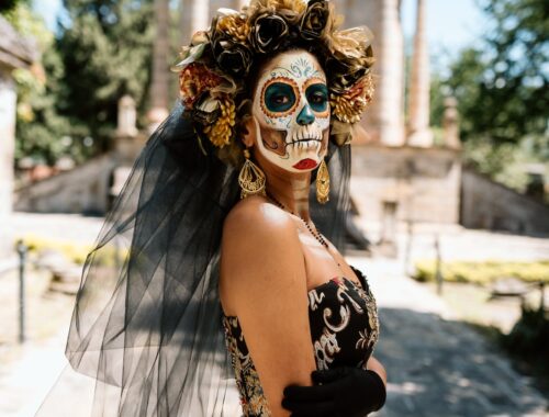 Woman in a Costume and Makeup for the Day of the Dead Celebrations in Mexico