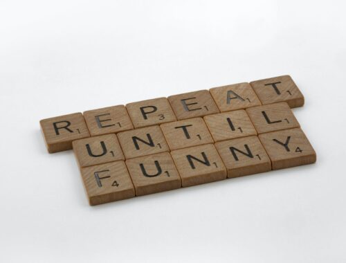 Repeat until funny in Scrabble letters