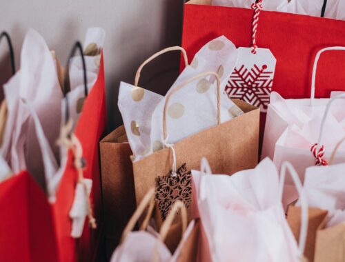 shallow focus photography of paper shopping bags