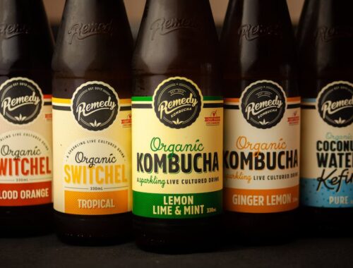 Bottles of Kombucha