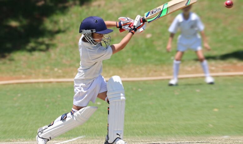 Boy in Full Cricket Gear 