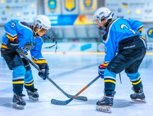 Two Hockey Players on Rink