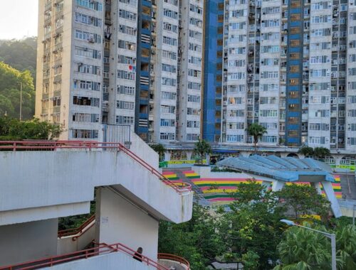 Urban Residential Complex with Colorful Park